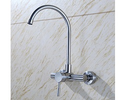 Vòi bếp nóng lạnh (gắn tường, cổ cong) SUS304 - Cao cấp HVMMA ITALIA
